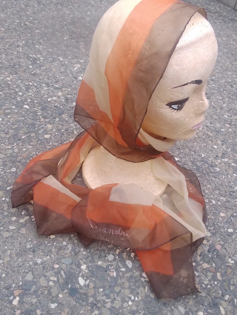 Casandre Paris Vintage Scarf 70s Stripe Mod Oblong Sheer MCM Sash Wrap